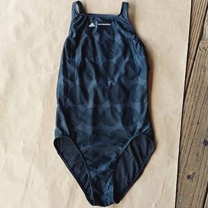Adidas x Marimekko Primeblue Swimsuit One Piece Tank sz 8 Carbon Black